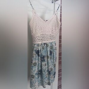 Floral Blue and White Kids Dress